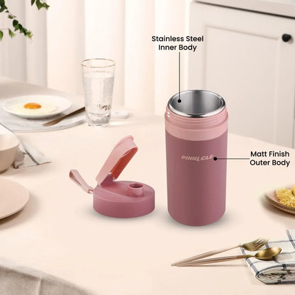 Thermal Insulated Stainless Steel Water Bottle with Carrying Strap – 13.5 Oz Matte Finish – Leakproof and Reusable Design with Sipping Cap – Ideal for Kids and Adults