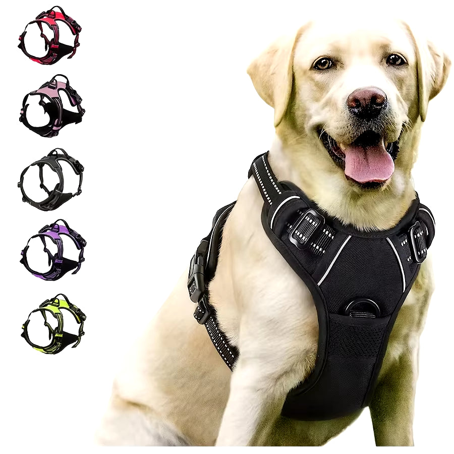 Heavy-Duty Reflective No-Pull Dog Harness with Front Clip and Control Handle for Large Dogs