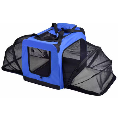 Hounda Accordion Metal Framed Collapsible Expandable Pet Dog Crate - Small in Blue