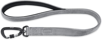 Heavy-Duty 24-Inch Short Dog Leash with Comfortable Handle and Lightweight Aviation Aluminum Clip - Ideal for Daily Walking and Training of Large and Medium Breeds (Sleet Gray)