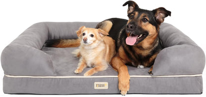 Orthopedic Memory Foam Dog Bed with Calming Design, Water-Resistant Cover, Non-Slip Base, Chester Grey, 50" x 40" x 13