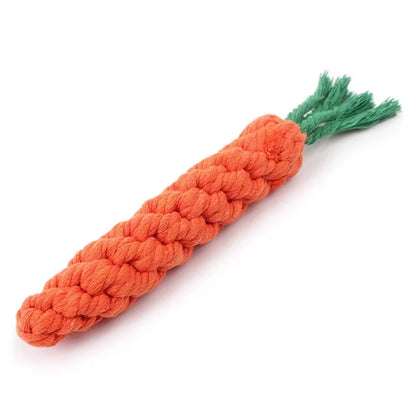 Durable Braided Cotton Rope Dog Chew Toy for Molar Cleaning - Carrot Design