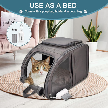 Pet Backpack Carrier for Small Dog, Puppy, Soft Carrier Backpack Ideal for Traveling, Hiking, Walking and Outdoor Activities with Family (4-Grey)
