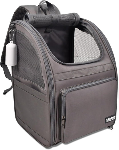 Pet Backpack Carrier for Small Dog, Puppy, Soft Carrier Backpack Ideal for Traveling, Hiking, Walking and Outdoor Activities with Family (4-Grey)