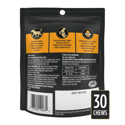 Veterinary Supplements Joint Care Mobility Canine Joint Supplement Hip and Joint Small Breed Dog Chews, 2.65 Oz.