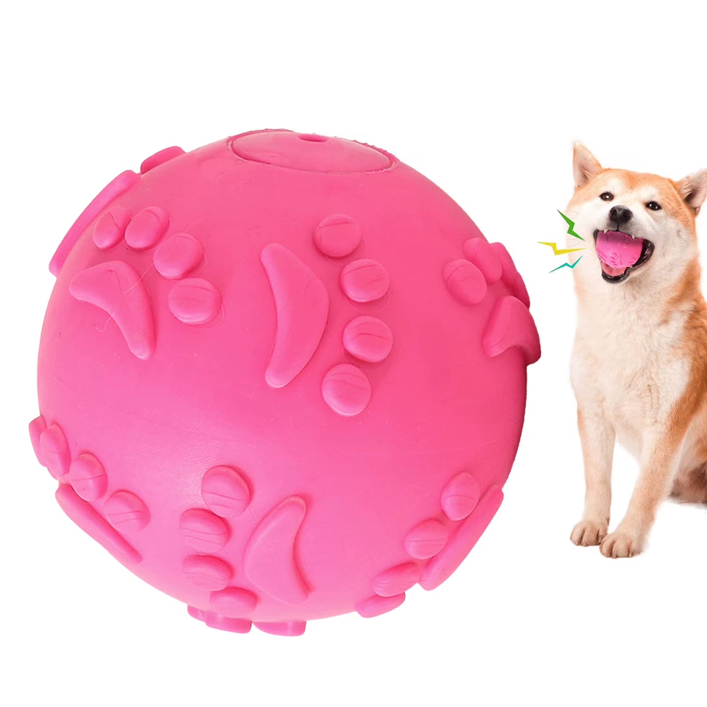 Indestructible Latex Dog Chew Squeaky Toy Ball for Small, Medium, and Large Breeds