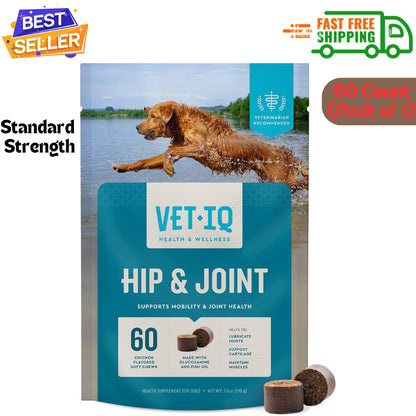 Vetiq Glucosamine Hip & Joint Supplement for Dogs, 60 Soft Chews, Dog Joint ...