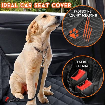 Premium Waterproof Dog Car Seat Cover - Back Seat Protector for Pets, Non-Slip Design with Armrest Compatibility for Most Cars, Trucks, and SUVs - Black