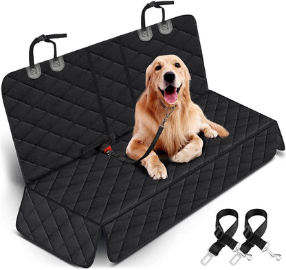 Premium Waterproof Dog Car Seat Cover - Back Seat Protector for Pets, Non-Slip Design with Armrest Compatibility for Most Cars, Trucks, and SUVs - Black