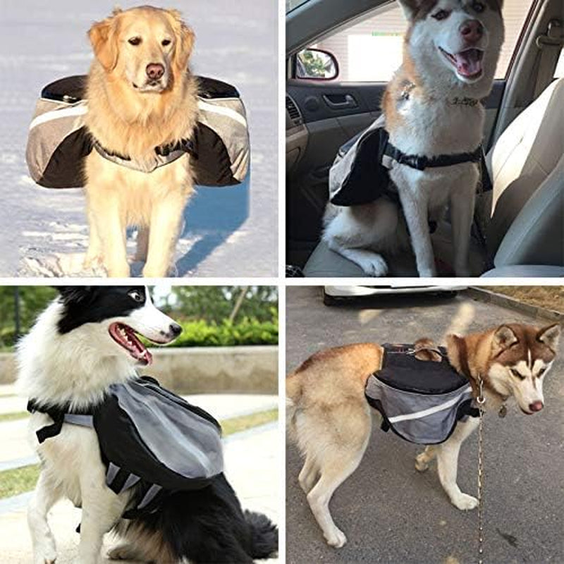 Waterproof Dog Backpack Hiking Gear Pet Harness Saddle Bag Adjustable Dog Vest Harness Reflective for Dog, Tripper Hound Bag Camping Swiming Traveling, Pet Accessories