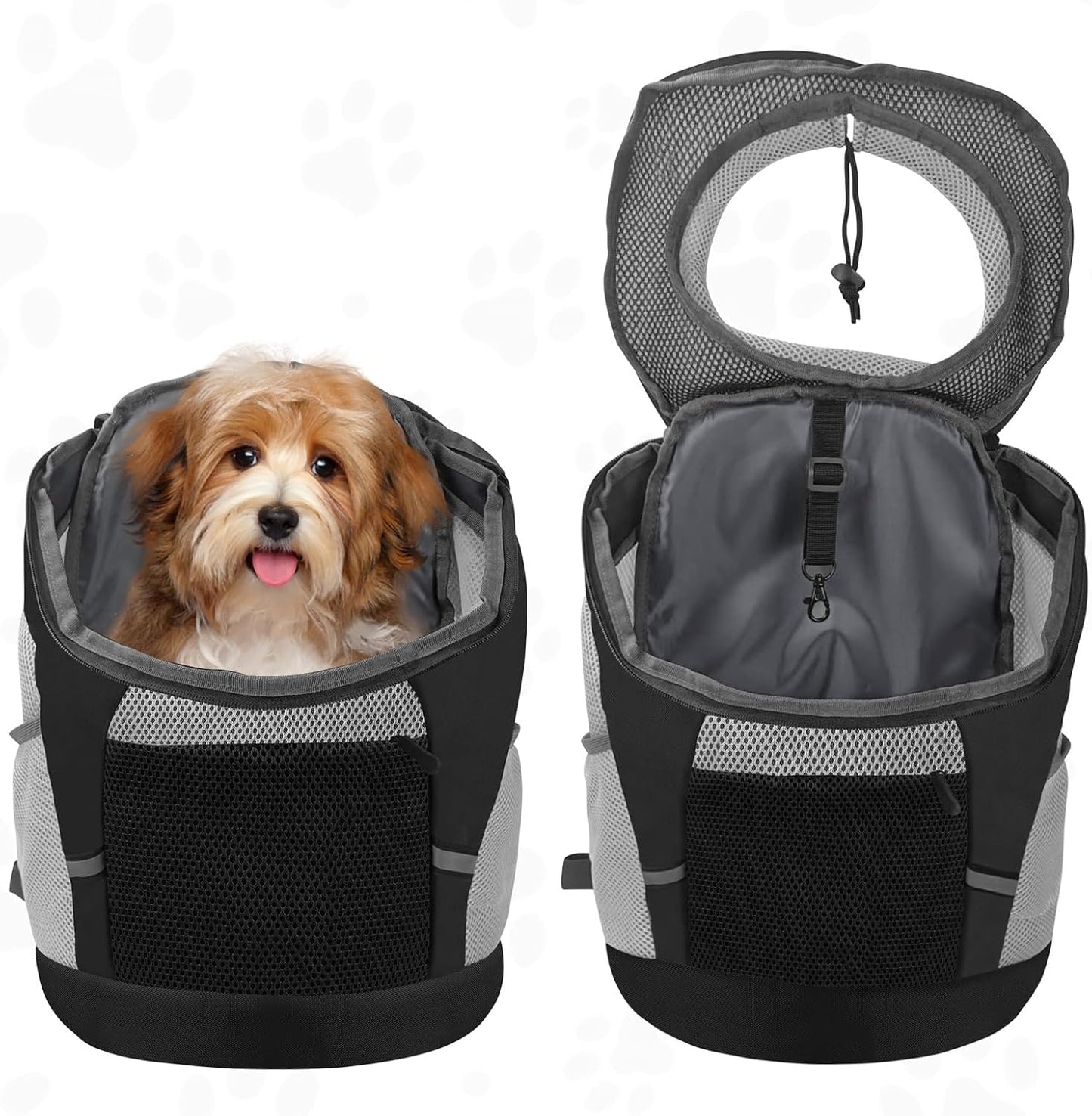 Dog Backpack Carrier Small Dog Front Backpack Adjustable Dog Chest Carrier Backpack Ventilated Dog Carrier for Hiking with Safety Strips Dog Backpacks Black L(10-14 Lbs)