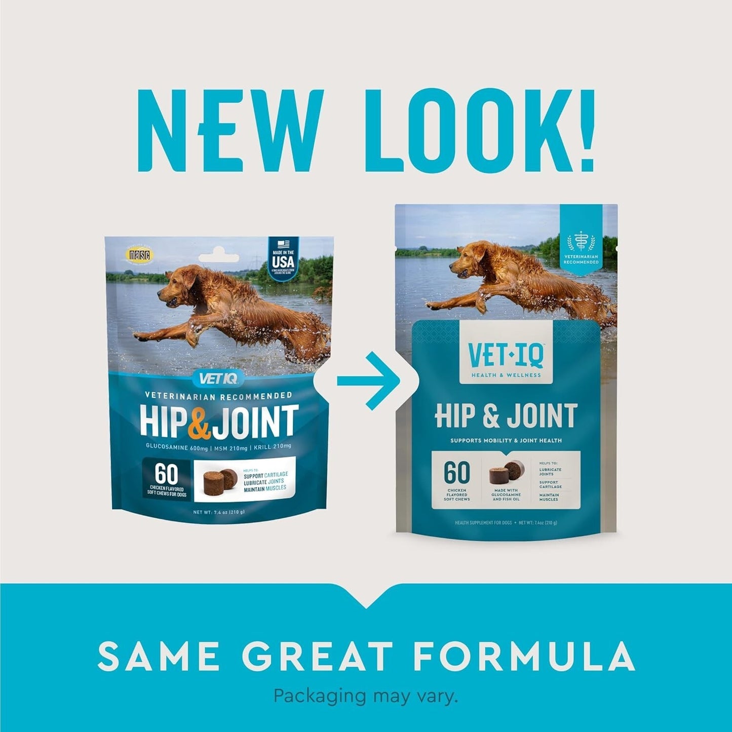 Vetiq Glucosamine Hip & Joint Supplement for Dogs, 60 Soft Chews, Dog Joint ...