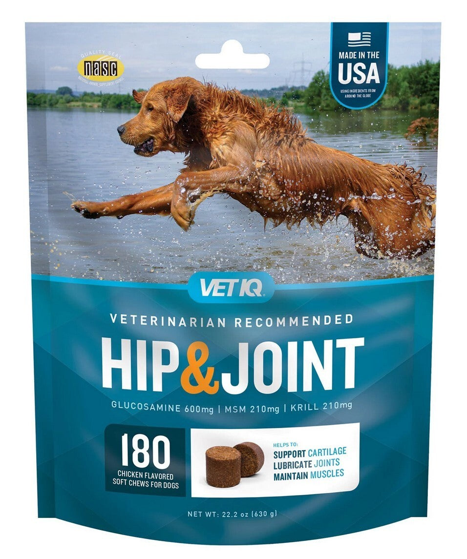 2 PACK Vetiq Maximum Strength Hip Joint Chews Supplement for Dogs 180Ct (360Ct)