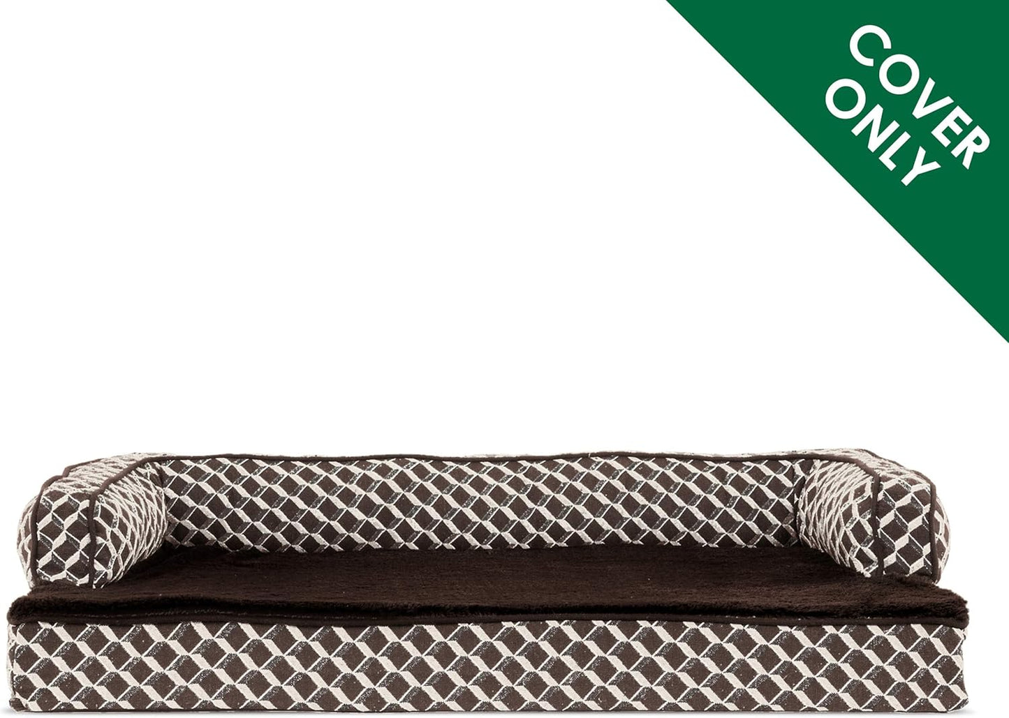 Replacement Dog Bed Cover - Comfy Plush Sofa-Style, Machine Washable, Diamond Brown, Jumbo Plus (XX-Large)