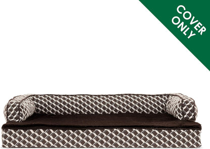 Replacement Dog Bed Cover - Comfy Plush Sofa-Style, Machine Washable, Diamond Brown, Jumbo Plus (XX-Large)