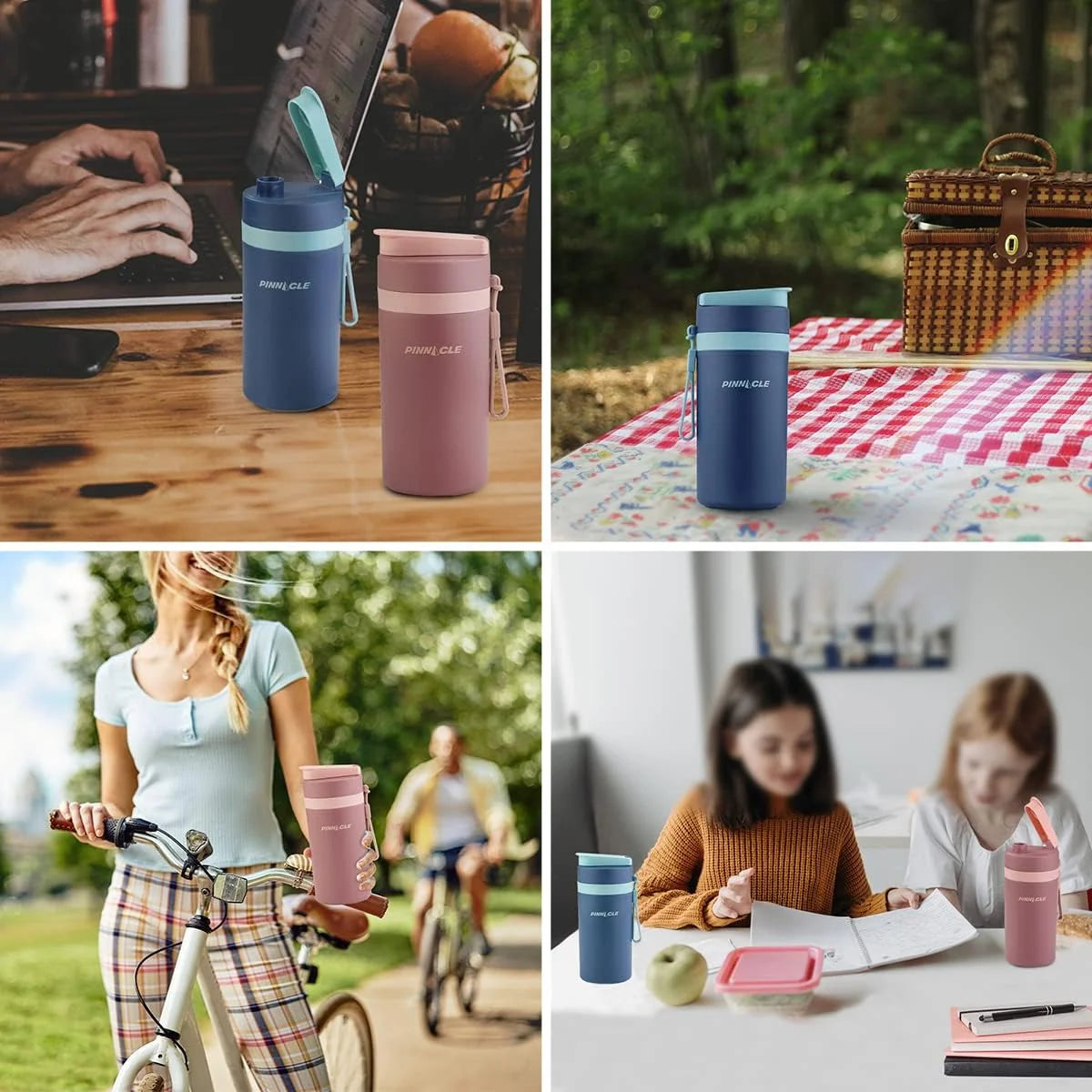 Thermal Insulated Stainless Steel Water Bottle with Carrying Strap – 13.5 Oz Matte Finish – Leakproof and Reusable Design with Sipping Cap – Ideal for Kids and Adults