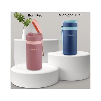 Thermal Insulated Stainless Steel Water Bottle with Carrying Strap – 13.5 Oz Matte Finish – Leakproof and Reusable Design with Sipping Cap – Ideal for Kids and Adults